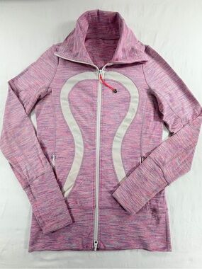 Lululemon Define Jacket Pink Space Dye Full‎ Zip Thumbholes Size 6